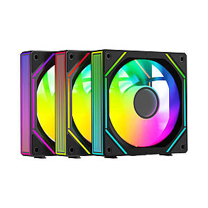Набір із трьох вентиляторів для корпусу 120MM UNI BK ARGB 3 IN 1 OCYPUS GAMMA-F12-BK3AM00U-GL (Чорний)