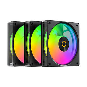 Набір із трьох вентиляторів для корпусу 120MM ELITE BK ARGB 3 IN 1 OCYPUS GAMMA-F12-BK3AM00E-GL (Чорний)