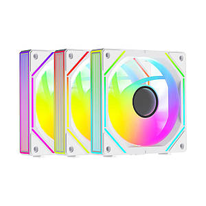 Набір із трьох вентиляторів для корпусу 120MM UNI WH ARGB 3 IN 1 OCYPUS GAMMA-F12-WH3AM00U-GL (Білий)