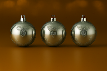 Набір новорічних ялинкових куль "Сегментований глянець", 7 см, 6 шт., пластик, червоний, синій, срібний, золотий Срібло