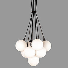 Підвісна чорна люстра "Пучок" з білими плафонами на 9 ламп (61-P100F-9 BK+WH), фото 3