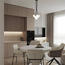 Підвісна чорна люстра "Пучок" з білими плафонами на 9 ламп (61-P100F-9 BK+WH), фото 4