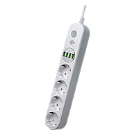 Мережевий фільтр F24U4 з 4 розетками та 4 USB портами для зарядки мобільних пристроїв, захистом від перевантаження, довжина шнура