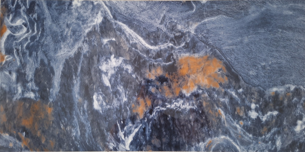 Самоклеюча вінілові плитка 600*300*2 мм мармур блакитний, фото 1