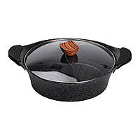 Алюмінієва каструля Ø 30 см 2-ступінчасте мармурове антипригарне покриття Чорний MGC HP-4-413B