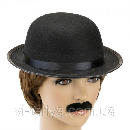 Капелюх Котелок, фетровий, чорний, фото 1