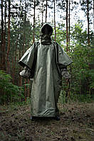 Антидроновое пончо для военных хаки | Армейский плащ с нарукавниками антитепловизор олива