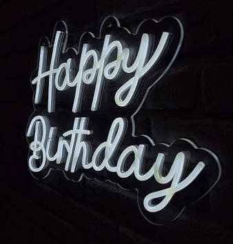 Неонова LED вивіска Happy Birthday 65х43cм