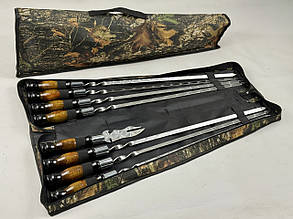 Набір шампурів в чохлі ПРЕМІУМ, (7 штук, вилка-ніж для зняття м'яса + чохол)