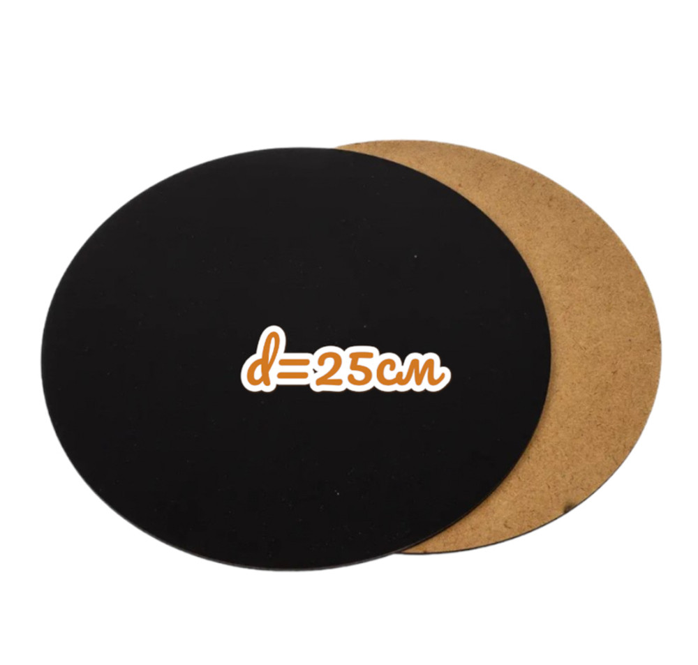 Підкладка під торт посиленна ХДФ 3мм Кругла 25 см Чорна, фото 1