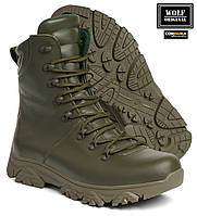 Тактические военные утепленные кожаные берцы хаки. Берцы качественные армейские удобные легкие для ВСУ зеленого цвета