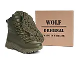 Тактичні військові утеплені шкіряні берці хакі. Берци якісні армійські зручні легкі для ЗСУ зеленого кольору, фото 5