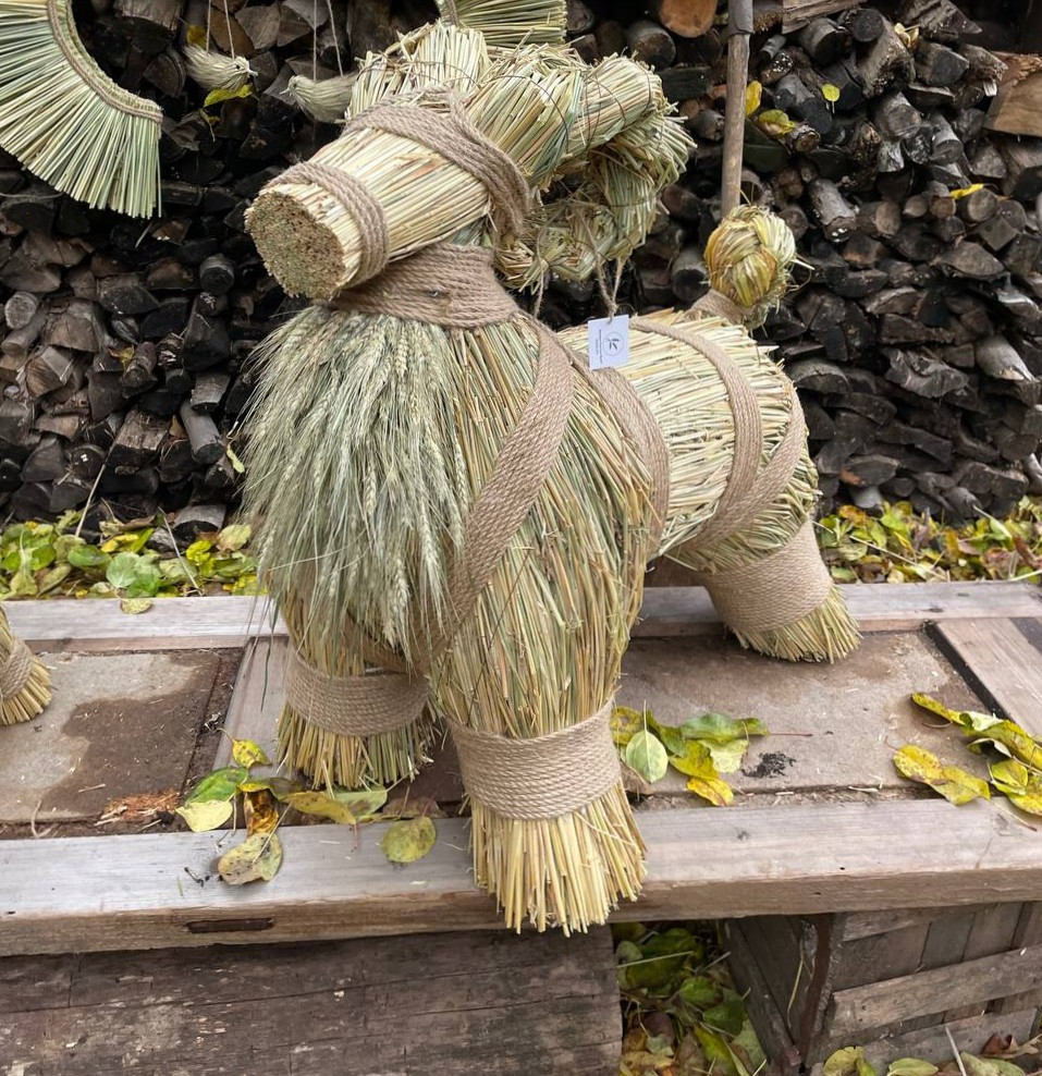 Святковий Баранець з соломи 80 см Великий оберіг, декоративна прикраса