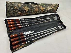 Набір шампурів в чохлі КІЗЛЯР, (7 штук, вилка-ніж для зняття м'яса + чохол)