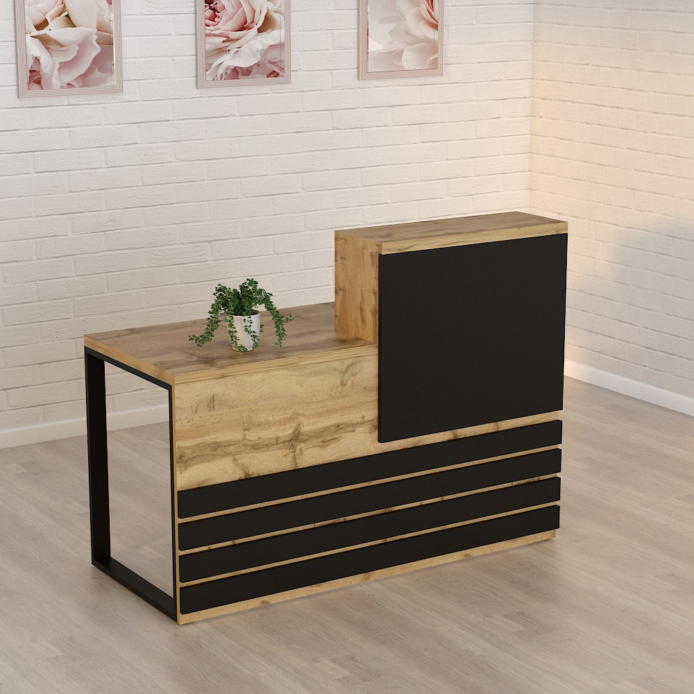 Стійка ресепшн 5 (1400) Дуб Аппалачі (1400x636x1090) Гамма стиль, фото 1