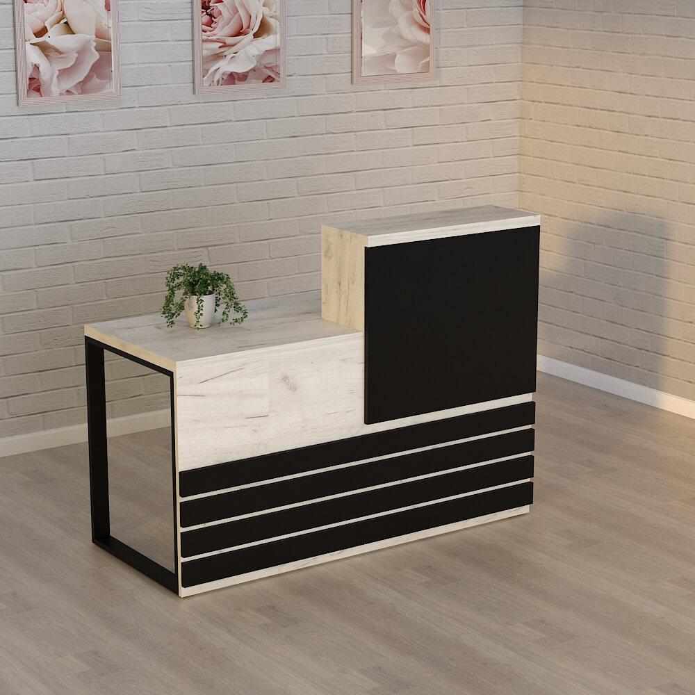 Стійка ресепшн 5 (1400) Дуб Крафт білий (1400x636x1090) Гамма стиль, фото 1