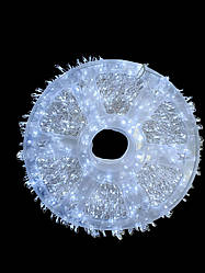 Гірлянда Роса 100 м 3000 LED, холодне біле світло, прозорий провід, 220В (з пультом, на котушці)