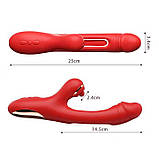 Вібратор точки G та постукуванням клітора 3в1 Pretty Love Finger Bunny 21 режим Червоний, фото 4