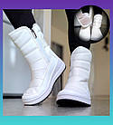 Жіночі зимові черевики Progress білі дутики на хутрі з блискавкою теплі середньої висоти