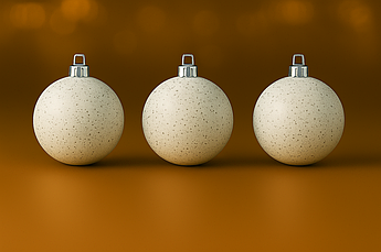 Набір ялинкових куль «Срібні крапельки» Ø6 см / Ø8 см, 6 шт, білий глянець з блискітками, пластик, святковий декор 8