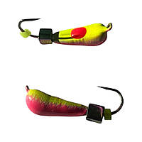 Блешня Вольфрамова "Латишка" Грушка - З кубиком хамелеон - Ø3,3мм - 0,7г - Червоно-жовтий - Kumho №16 - Латвія (МК1035)