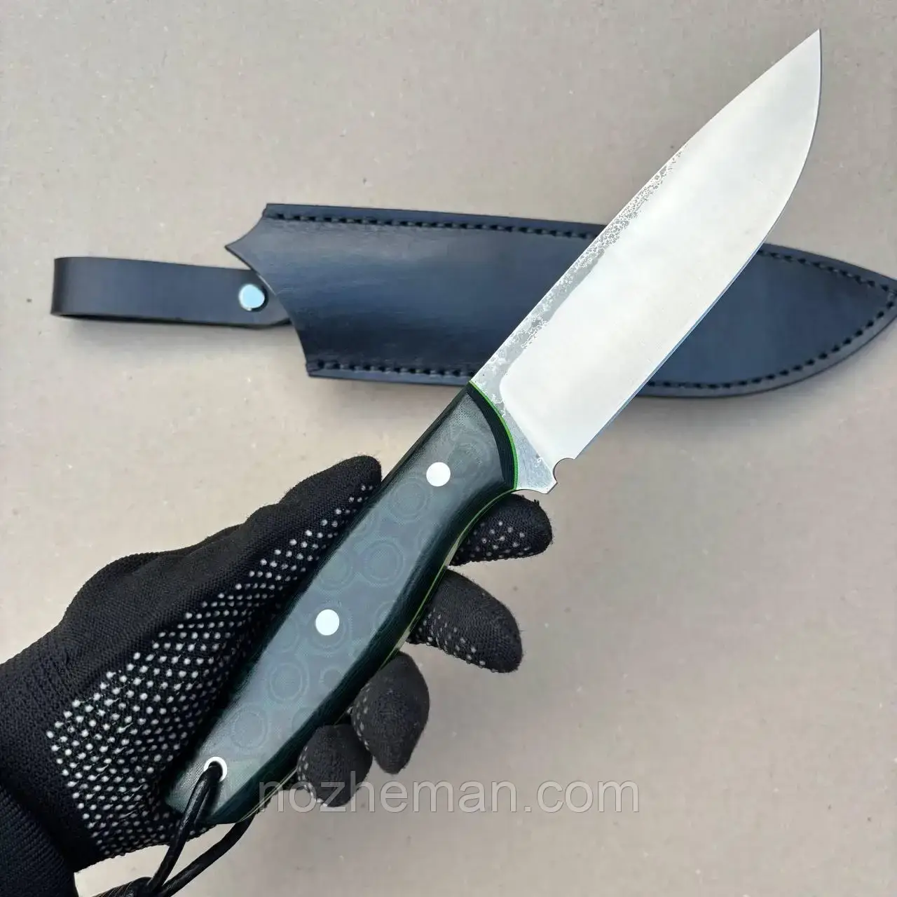 Ніж нескладний ручної роботи Кратос 4 зі сталі 50Х14МФ/57-58 HRC, з шкіряним чохлом в комплекті, фото 1