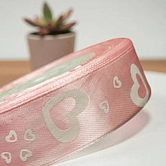 Атласна стрічка "СЕРДЕНЬКО" 2.5 см (23 м) оптом