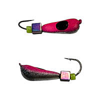 Блешня Вольфрамова "Латишка" Грушка - З кубиком хамелеон - Ø3,3мм - 0,7г - Срібло-червоний - Kumho №14 - Латвія (МК1063)