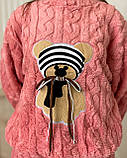 Махрова жіноча піжама з ведмедиком рожева універсальний розмір S–M, фото 7