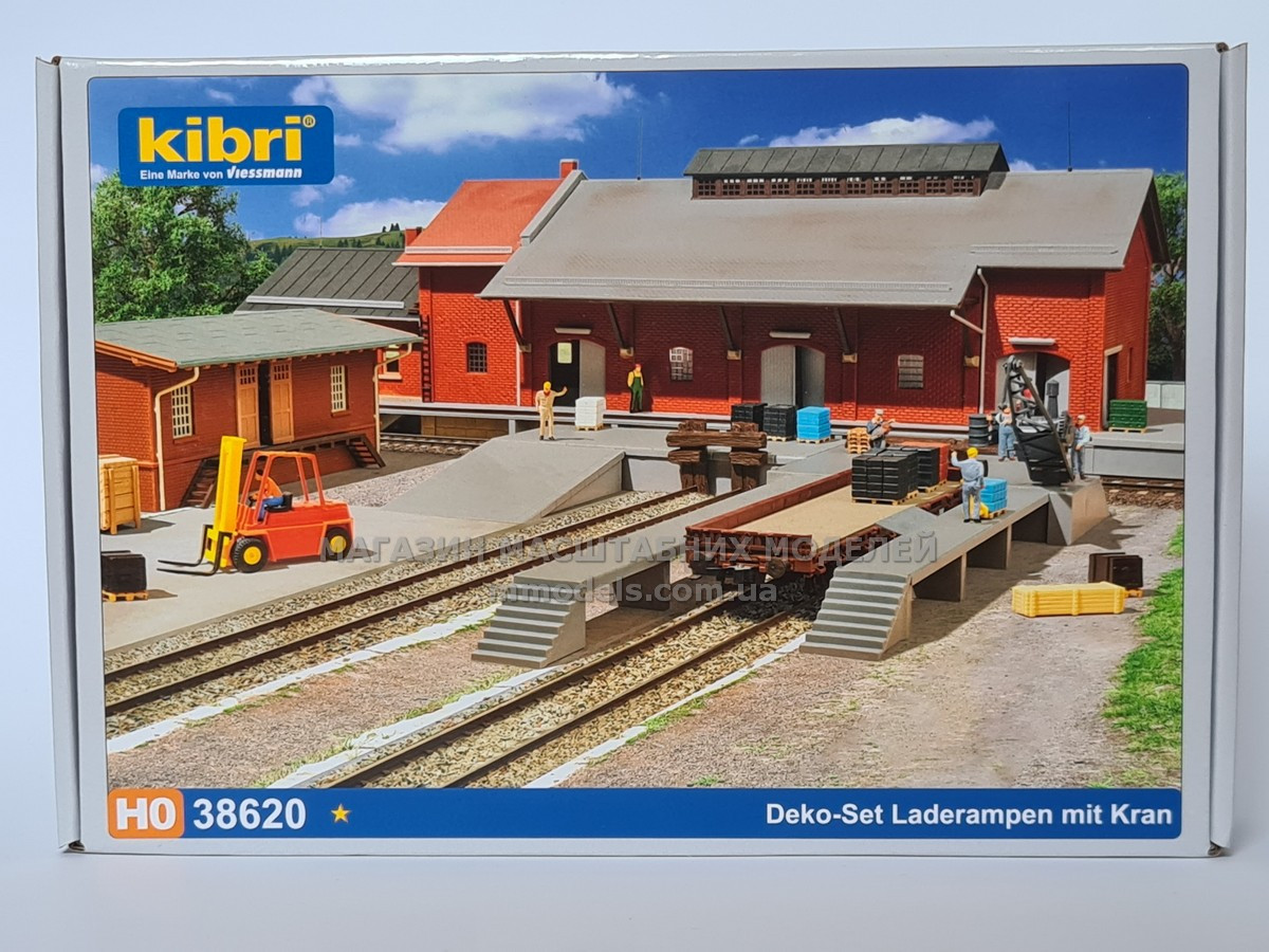 Збірна модель комплект Вантажні платформи з краном, масштабу 1/87, H0, фото 1