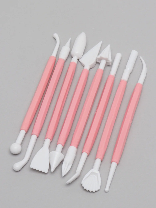 Набір інструментів для ліплення 8 предметів рожеві, набір стеків для глини та пластиліну, фото 1