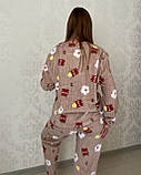 Махрова жіноча піжама коричневого кольору з ведмедиками, універсальний розмір S–M, фото 2