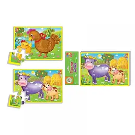 М'які пазли А5 "Тварини ферми" VT 1103-44 укр "Vladi Toys", 12 елементів