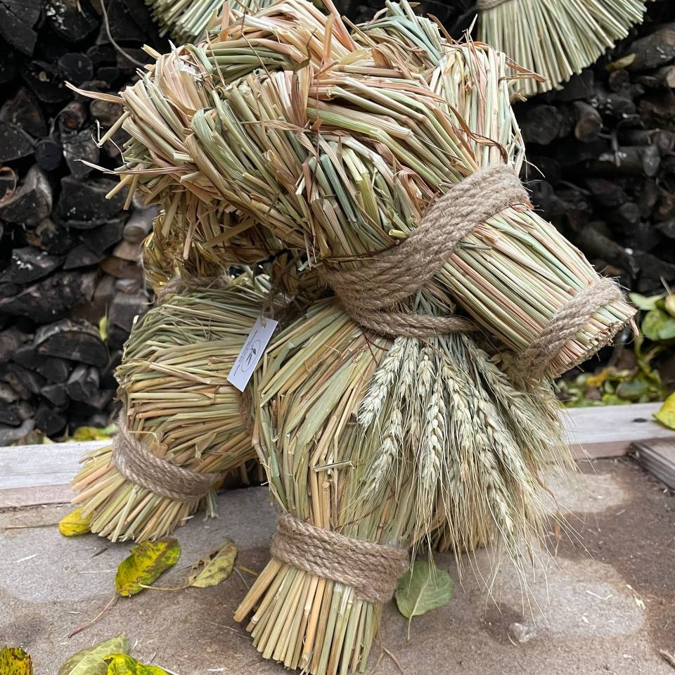 Святковий Баранець з соломи "L" 30-35 см Великий оберіг, декоративна прикраса