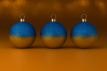 Набір ялинкових куль “Патріотичний блиск” Ø6 см / Ø8 см / Ø10 см, 6 шт., пластик із синьо‑жовтими глітерами 6