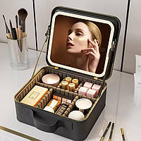 Елегантна дорожня косметичка з LED дзеркалом Чорний