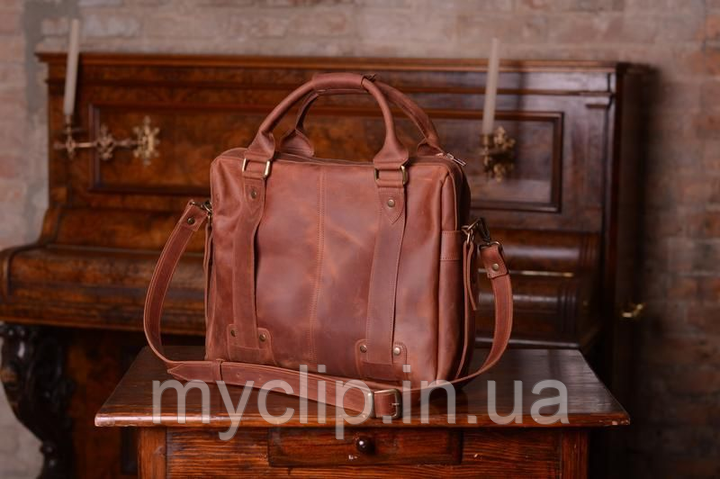Подарунки зі шкіри для чоловіків,оригінальний подарунок татові,подарунок для тата чоловіча шкіряна сумка коричнева, фото 1
