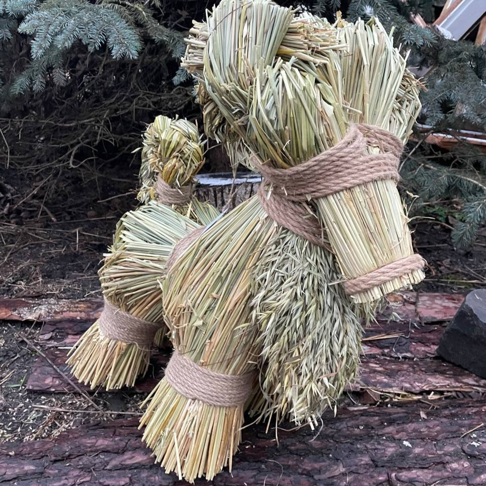 Святковий Баранець з соломи "XL" 40-45 см Великий оберіг, декоративна прикраса, фото 1