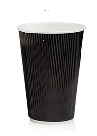 Cтаканчик паперовий 400 мл (уп-20 шт) гофрований для гарячих напоїв Чорний
