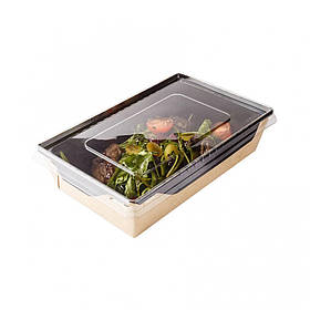 Контейнер для їжі 1000 Мл. Крафт-Чорний Ламінований. 50 Шт