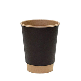 Стакан паперовий двошаровий крафт-чорний 340 мл, 15 шт/уп