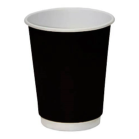Стакан паперовий двошаровий чорний-білий 400 мл, 15 шт/уп