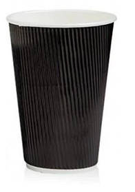 Cтаканчик паперовий 500 мл (уп-20 шт) гофрований для гарячих напоїв Чорний