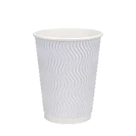 Паперовий стакан білий гофрований 350 мл, двошаровий — 30 шт/уп / 20 уп.ящ