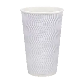 Паперовий стакан білий гофрований 450 мл, двошаровий — 20 шт/уп / 24 уп.ящ