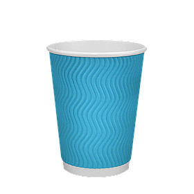 Паперовий стакан блакитний гофрований 350 мл, двошаровий — 30 шт/уп / 20 уп.ящ