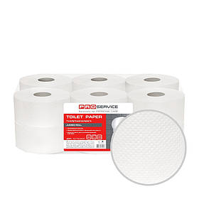 Туалетний папір джамбо одношаровий целюлозний білий 120 М В РУЛОНАХ 12 ШТ В УПАКОВЦІ PRO SERVICE STANDART