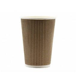 Cтаканчик паперовий 400 мл (уп-20 шт) гофрований для гарячих напоїв Бурий