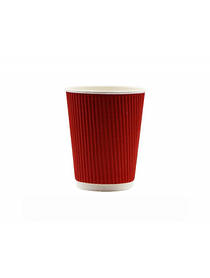 Cтаканчик паперовий 250 мл (уп-25 шт) гофрований для гарячих напоїв Червоний