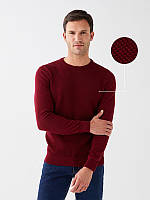 Бордовий чоловічий светр LC Waikiki / ЛС Вайкікі текстурної в'язки